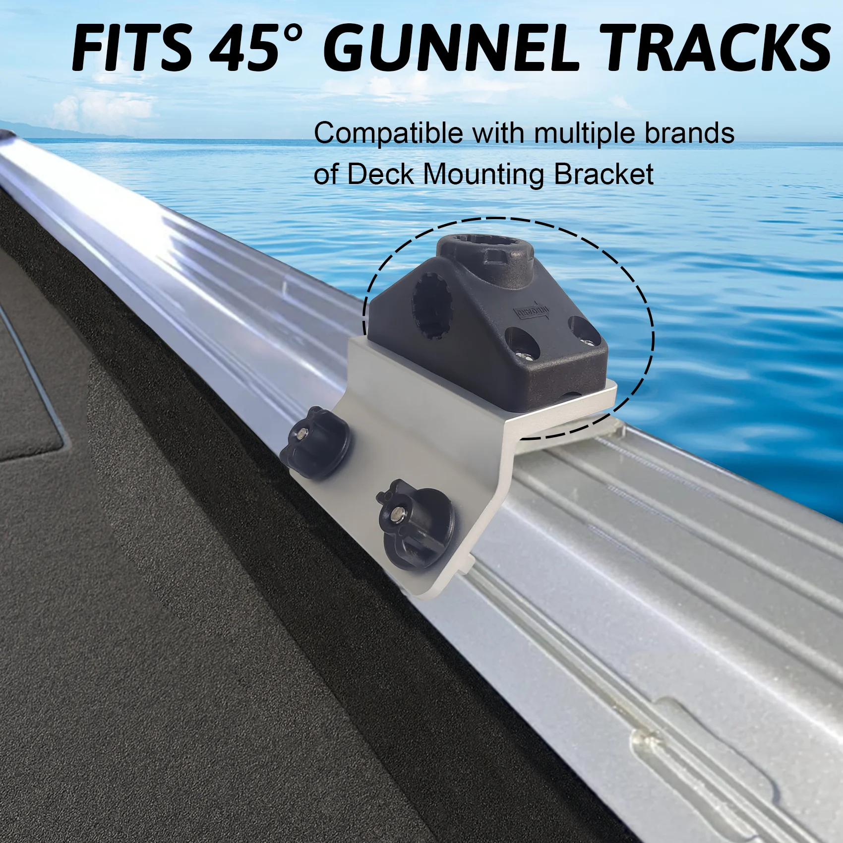 90 °   Soporte de riel de aluminio para barcos Lund/Ranger/Lowe, soportes de varilla de montaje preperforados y accesorios marinos, sistema de pista Universal - imagen 5