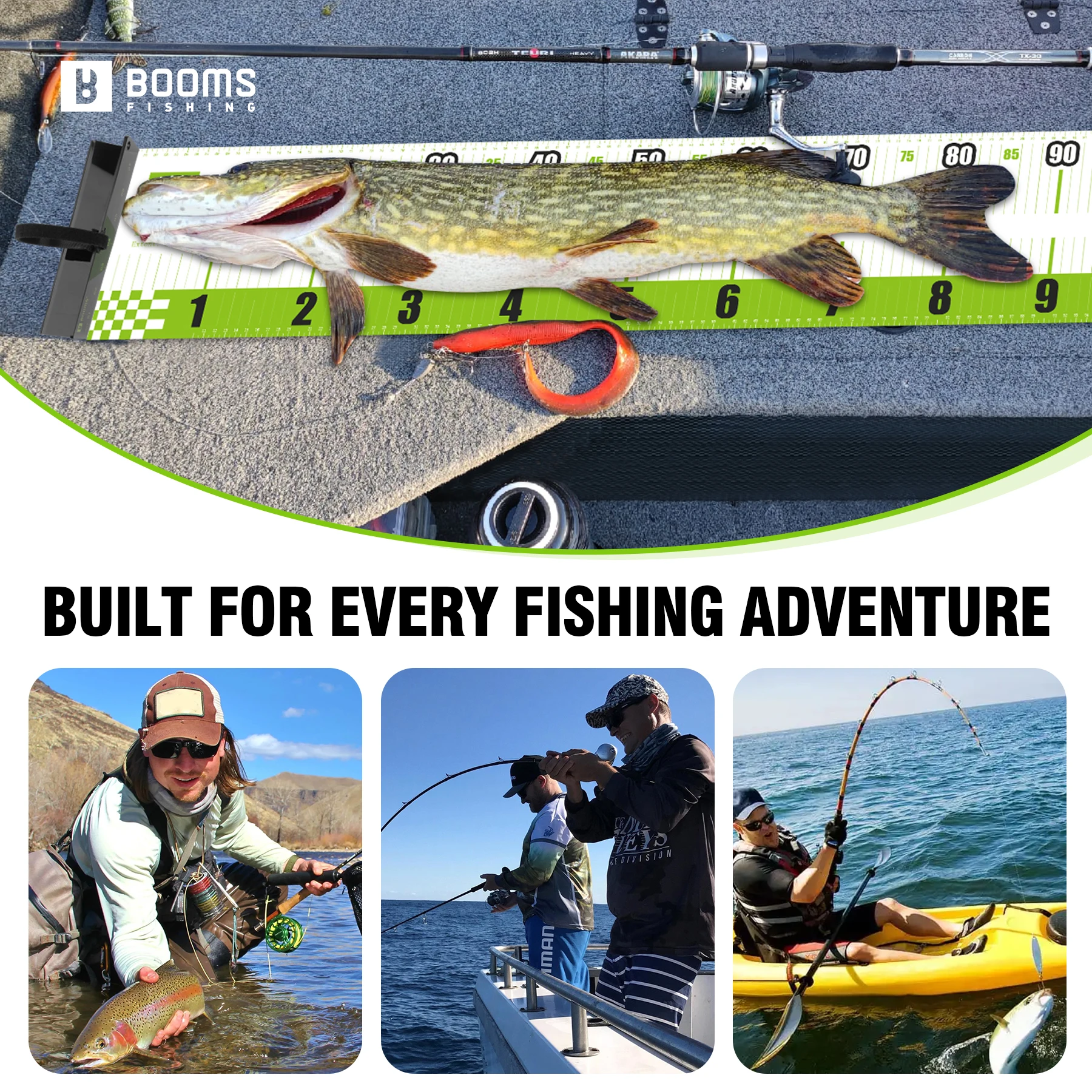 Booms Pesca 150cm PVC impermeable que mide pescado gobernante y pescado gripper y recargable 30KG de escala de pescado juego de herramientas de pesca - imagen 5