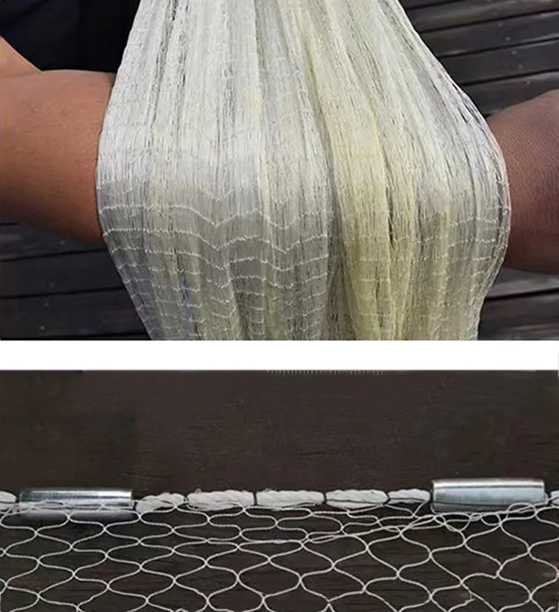 Lawaia red tradicional de fundición a mano, red de pesca colgante de acero trenzado de nailon blanco, malla inferior, trampa para peces de bolsillo