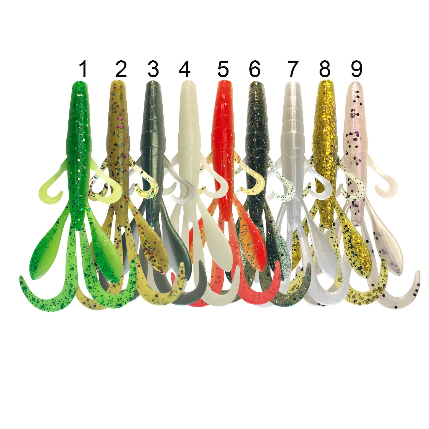 Señuelo de pesca suave, cebo Artificial de 9cm y 4,2g, aparejo de simulación de Camarón, Texas Bass Catch, 4 piezas - imagen 3