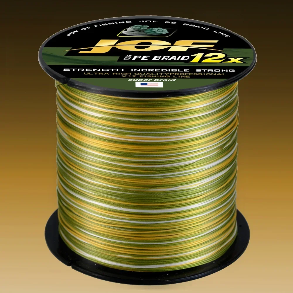 JOF-sedal de pesca trenzado de 12 hebras, 300m, 500M, PE súper fuerte, 25-120LB, suave, duradero, Color verde brillante, carpa de tiro largo X12 - imagen 2