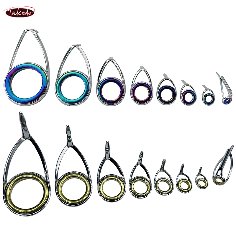 TAKEDO TN75-1 5 Juegos de guía de caña de pescar mediana giratoria soporte de acero inoxidable anillos de cerámica accesorios de caña de pescar DIY - imagen 2