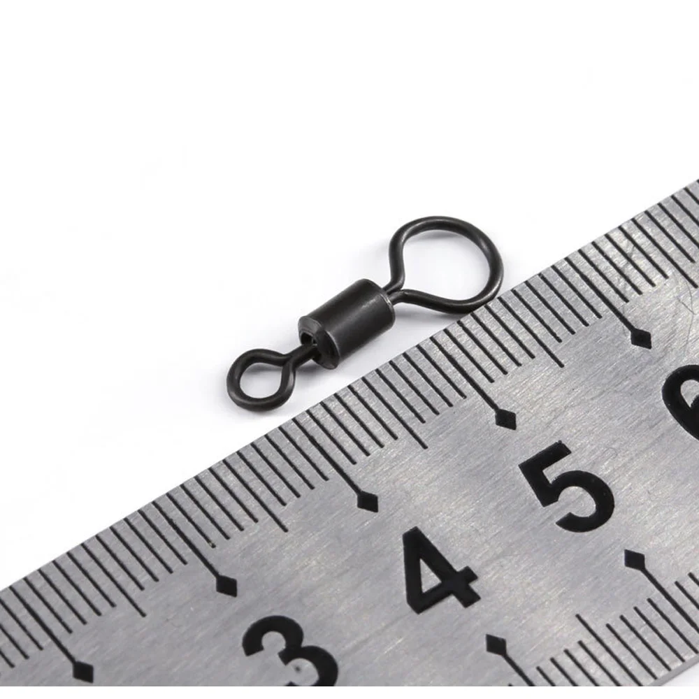 ICERIO-accesorios de pesca de carpa, aparejo de conector de anillo giratorio, anzuelo giratorio de ojo grande, color negro mate, 100 unidades, venta al por mayor - imagen 4