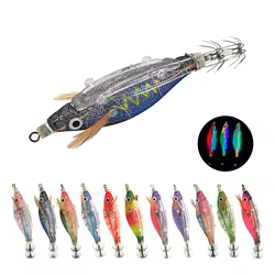 Anzuelo de calamar flotante, señuelo de pesca de plástico Artificial, aparejos de cebo de sepia, barco de mar, 85mm, 8,2g, 2 piezas