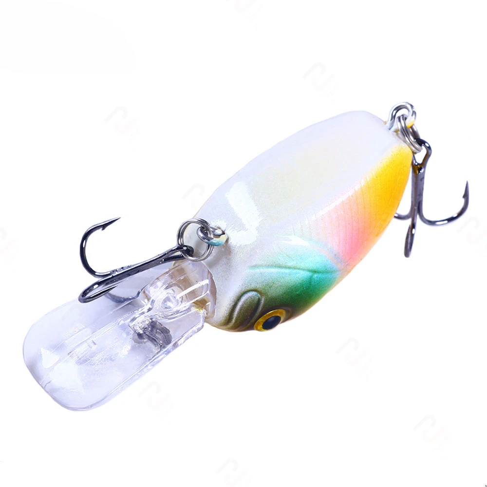 Señor de pesca colorido con cabeza de plástico transparente y dos ganchos