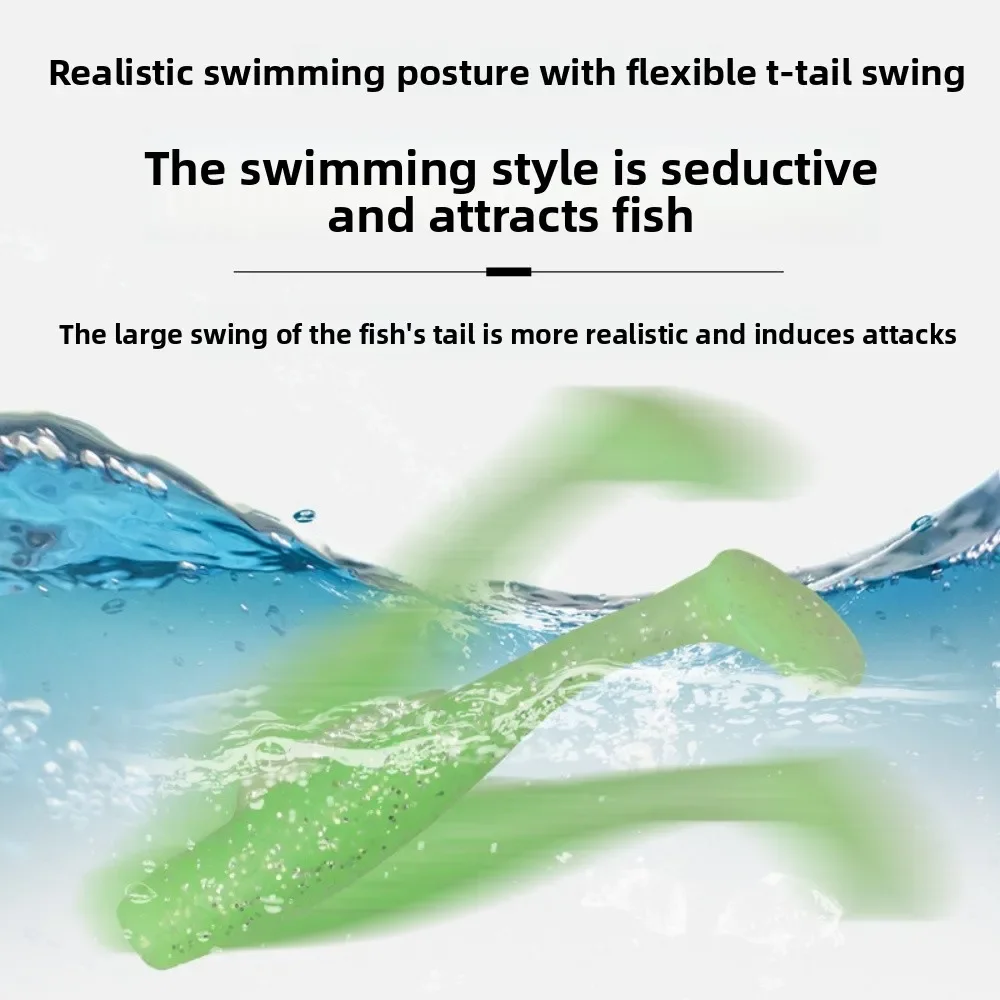 10pcsTPR cebo suave 65mm 2,65g 55mm 1,65g cola de paleta suave Swimbait Señuelos de pesca cebo de silicona Artificial Wobblers señuelos blandos - imagen 3