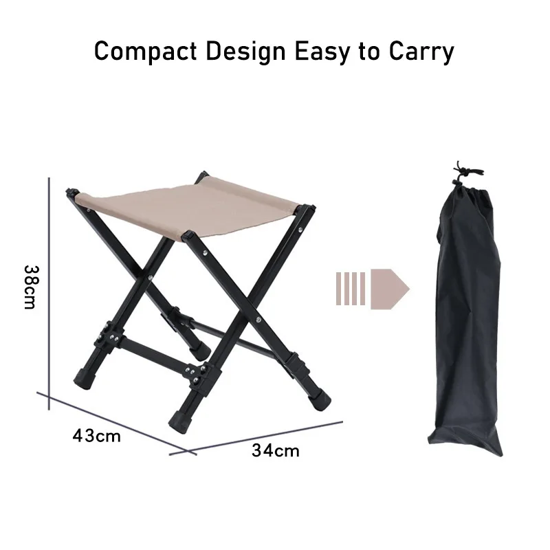 Taburete de pesca para acampar, silla plegable portátil pequeña, ultraligera para pesca al aire libre, Camping y viajes - imagen 2