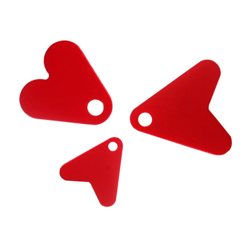 50 Uds S/M/L cola de pez de plástico rebanada de corazón rojo cebo simulado brillo Luya montar accesorios tentación