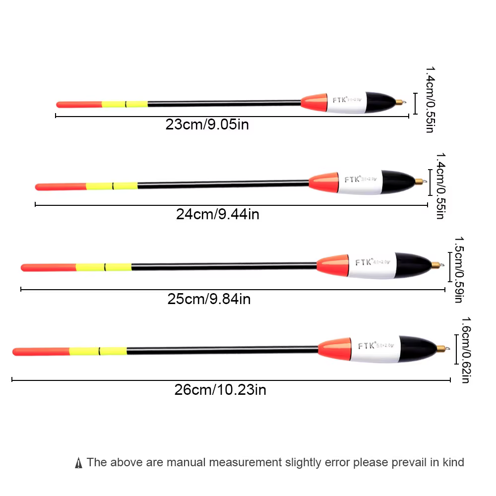 FTK-flotador de abeto Barguzinsky, mezcla de 4 Uds., 2g/3g/4g/5g, flotador de pesca de cola larga, boya Vertical, aparejos de pesca para pesca de carpa - imagen 3