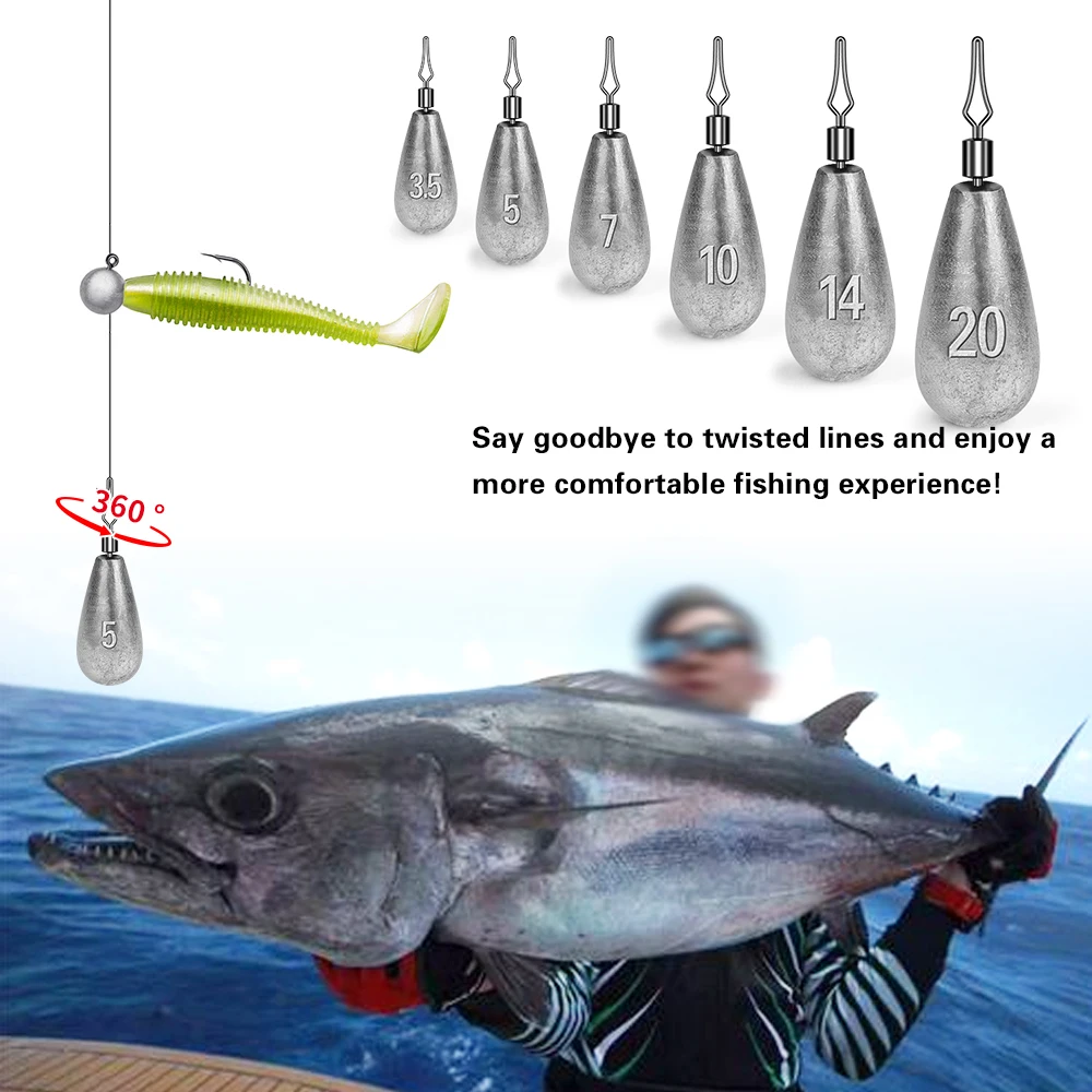 Plomos de pesca en forma de gota con anilla giratoria - imagen 3