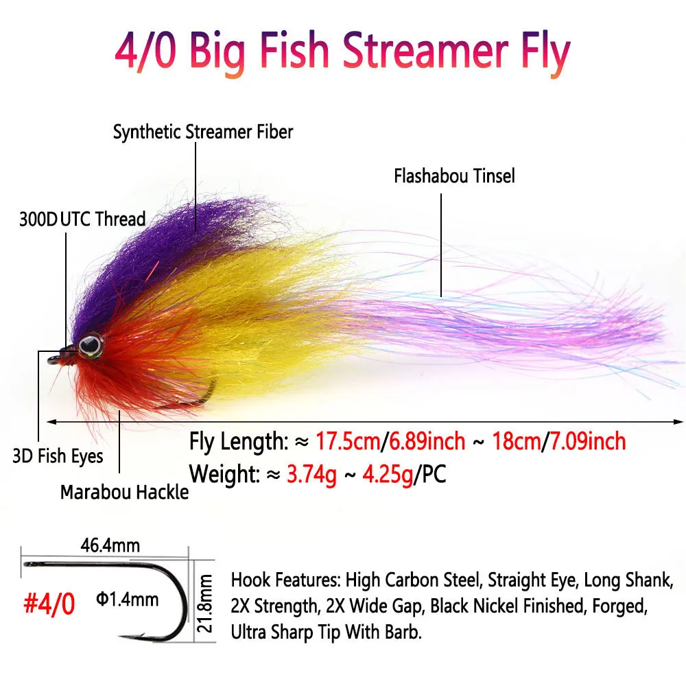 Bimoo Serpentina Marabú – Mosca Streamer para Lucio y Trucha - imagen 2