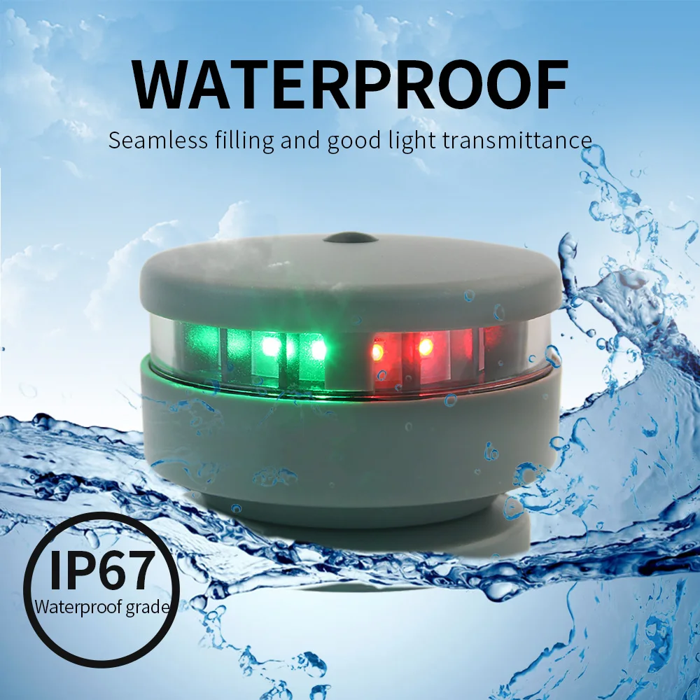 Luz LED de navegación que funciona con pilas para barco, luz de arco bicolor roja + verde/blanca, Base magnética equipada con cuerdas fijas - imagen 5