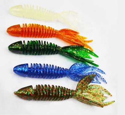 Señuelo suave de pesca, cebo para camarones, cola de onda de agua dispersa, segmento de 10cm, pez, señuelo Artificial, gusano - imagen 5