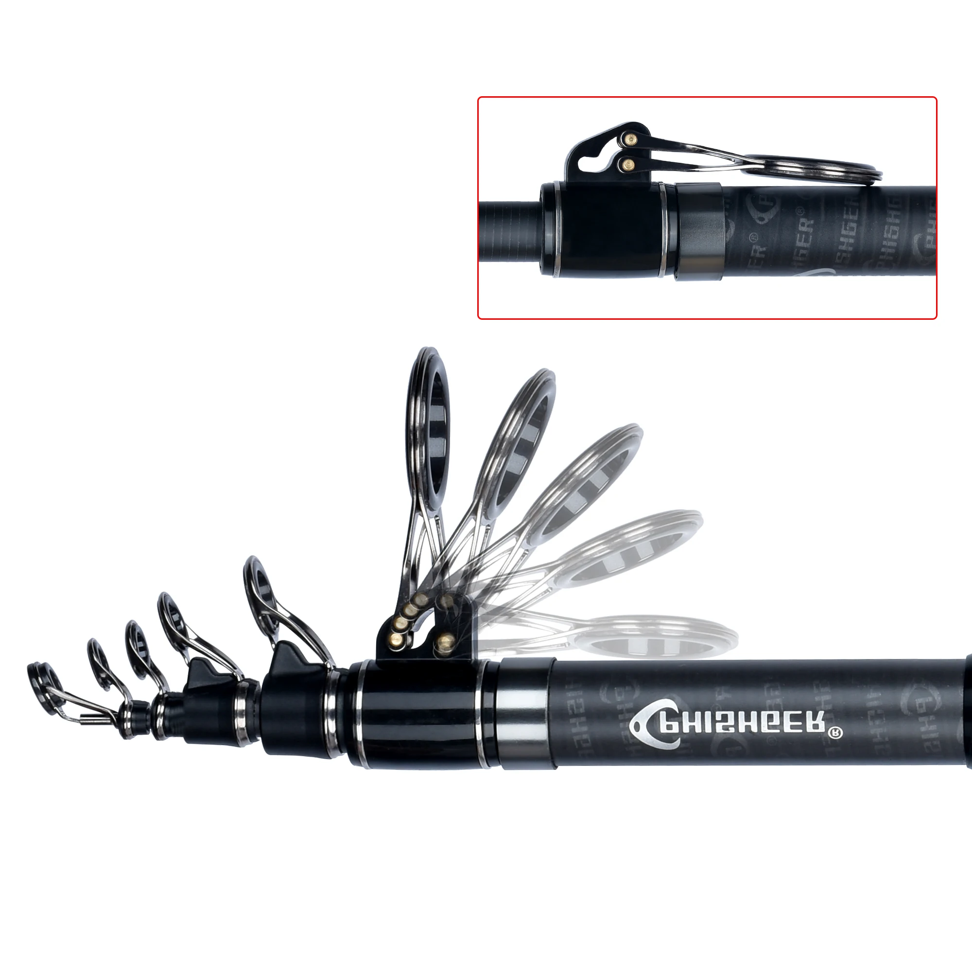 PHISHGER-caña giratoria de Surf telescópica, 3,6/4,2/4, 5/5,0/5,3 m, Power80-150g 30T, caña de pescar de carbono para viajes, Surfcasting, Shore Casting - imagen 3