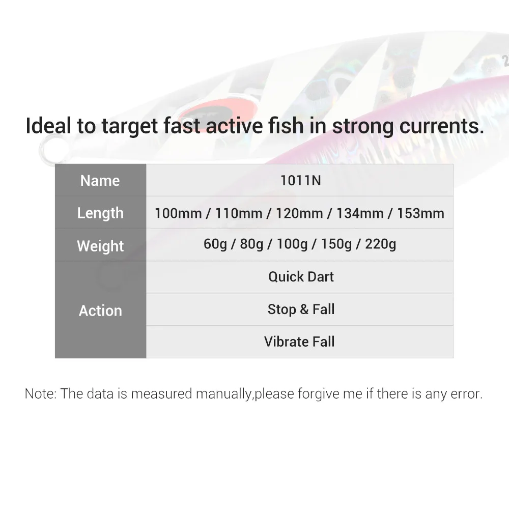 Noeby-señuelo de pesca de Jigging lento y delgado, 60g, 80g, 100g, 150g, 220g, plantilla de Metal, cebo duro Artificial de aguas profundas para pesca en el mar - imagen 3