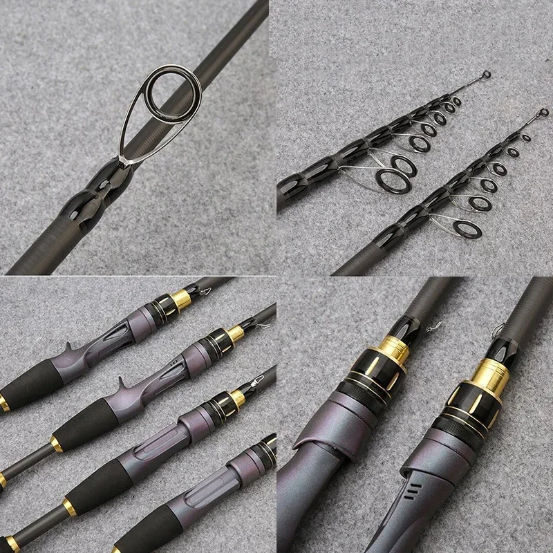 Caña de pescar telescópica ultracorta, multifunción, giratoria, de fundición, de alto carbono, duradera, antideslizante - imagen 5