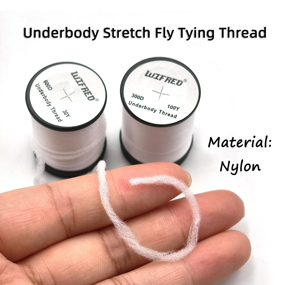 2 uds 300D 600D blanco debajo del cuerpo estiramiento hilo para atar moscas fácil envoltura Scud patrón de salmón y cabeza de acero Material para atar pesca con mosca - imagen 2