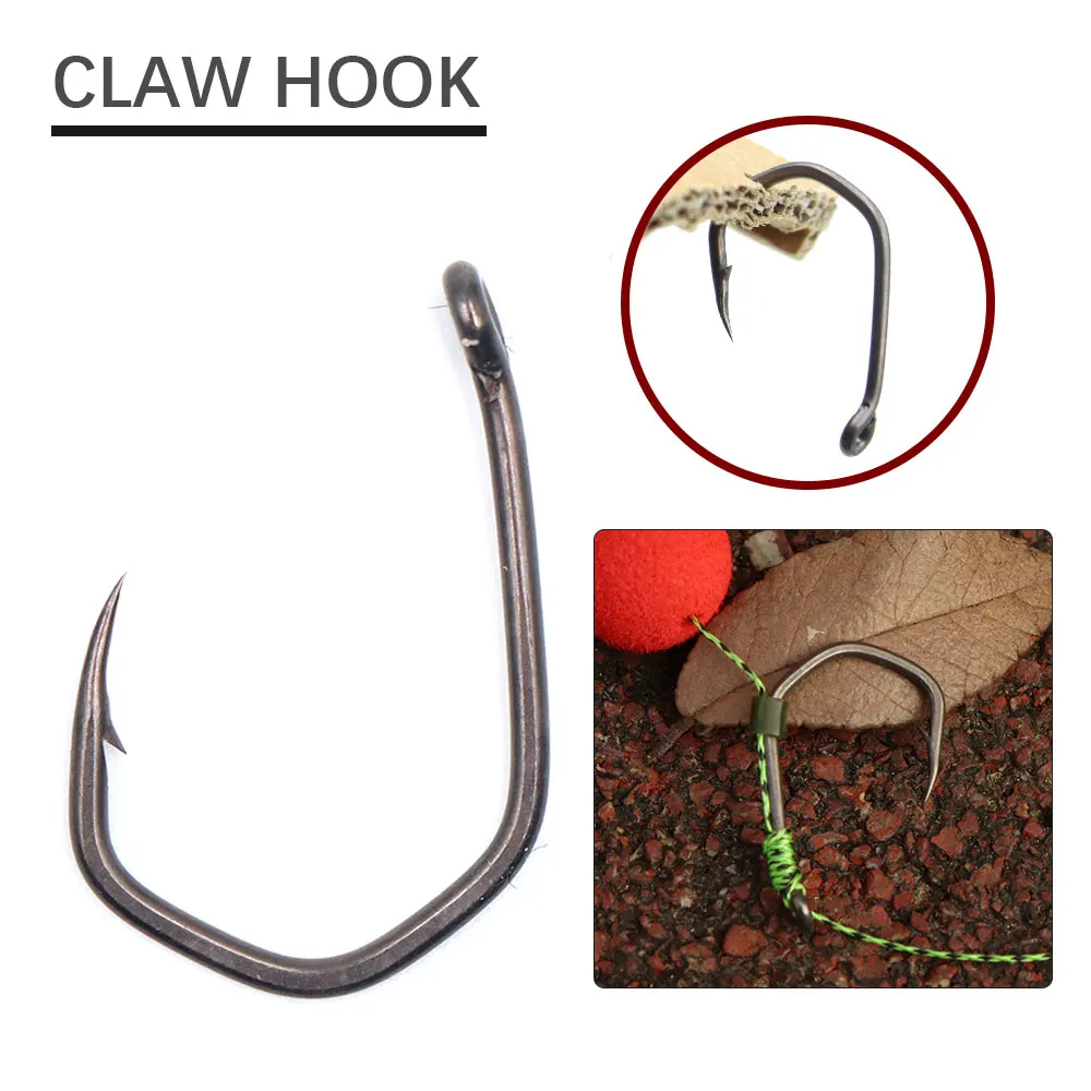 20 piezas anzuelos de pesca de carpa con Micro púas, gancho de garra con revestimiento de PTFE de acero rico en carbono para alimentador de métodos, accesorios para peces, aparejos