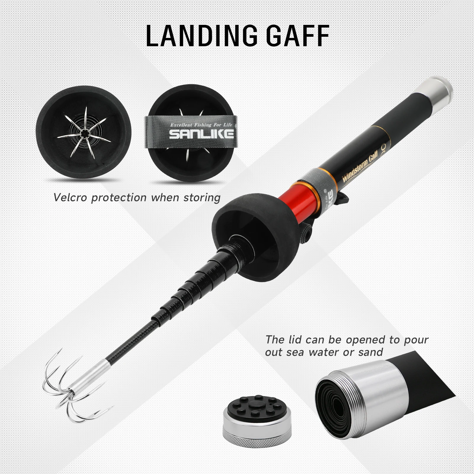 SANLIKE-jaqueta de calamar de acero inoxidable, siete anzuelos, pinza contractable extensible, anzuelo de calamar, equipo de pesca, herramienta de calamar retráctil de 4M - imagen 3