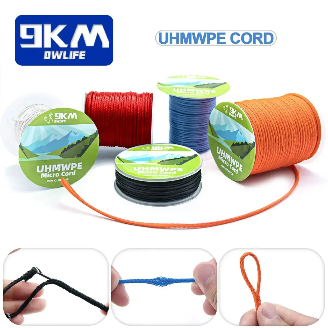 UHMWPE-cuerda trenzada hueca de 0,8 ~ 1,6mm para Hamaca, tienda de campaña, línea de cometa, pesca, escalada, Camping, Kayak, velero, 100 ~ 750lb, 9KM - imagen 2