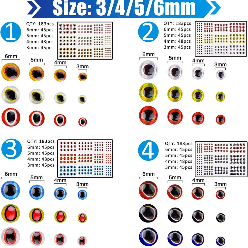 732 Uds. Ojos de pesca para señuelos, ojos de pez holográficos, Kit de fabricación de cebo de pesca, Material de atado de moscas, aparejos de pesca - imagen 2