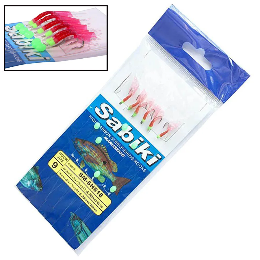 Sea Sabiki-aparejos de pesca brillantes con anzuelo, cebo con rodamiento de bolas giratorio, 10 paquetes por lote para agua dulce y salada - imagen 3