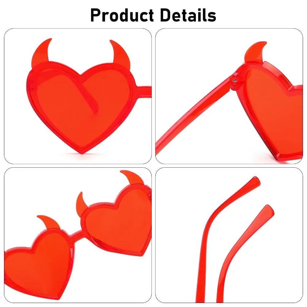 Gafas de sol Punk con forma de corazón y orejas de diablo, decoración de Halloween, gafas de sol con cuerno de roca, protección UV, gafas de Cosplay para mujeres y hombres