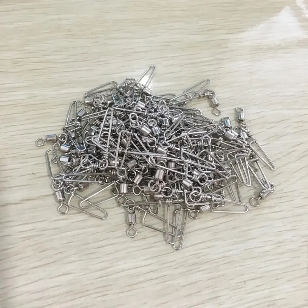 20 unids/lote, conector de pesca reforzado, rodamiento de Pin, giratorio de acero inoxidable con anzuelo a presión, señuelo, accesorio, aparejos - imagen 5