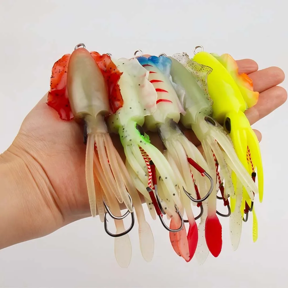 ZUKIBO-señuelo de pesca de calamar suave, plantilla de calamar UV luminosa de 7g/20g/60g para pesca en barco de agua salada, cebo Wobblers para pesca en roca