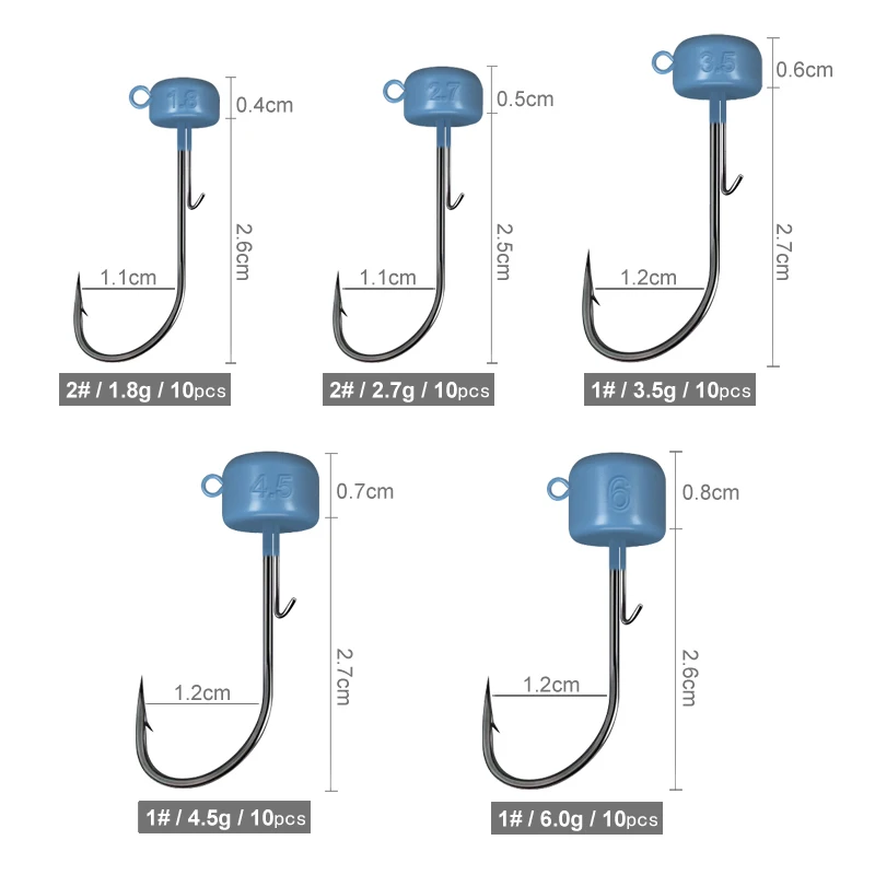 10 Uds Ned Jig para señuelo de pesca Jig Head con anzuelos Mustad 1,8g 2,7g 3,5g 4,5g 6g señuelo suave flotante para accesorios de lubina tipo tipo Crappie - imagen 5