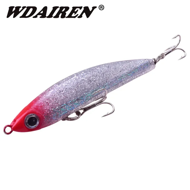 Cebo de silicona con lápiz que se hunde, 8cm, 14,5g, Wobblers, señuelo de pesca Artificial, colorido, ojos 3D, aparejos de pesca reflectantes, 1 ud.