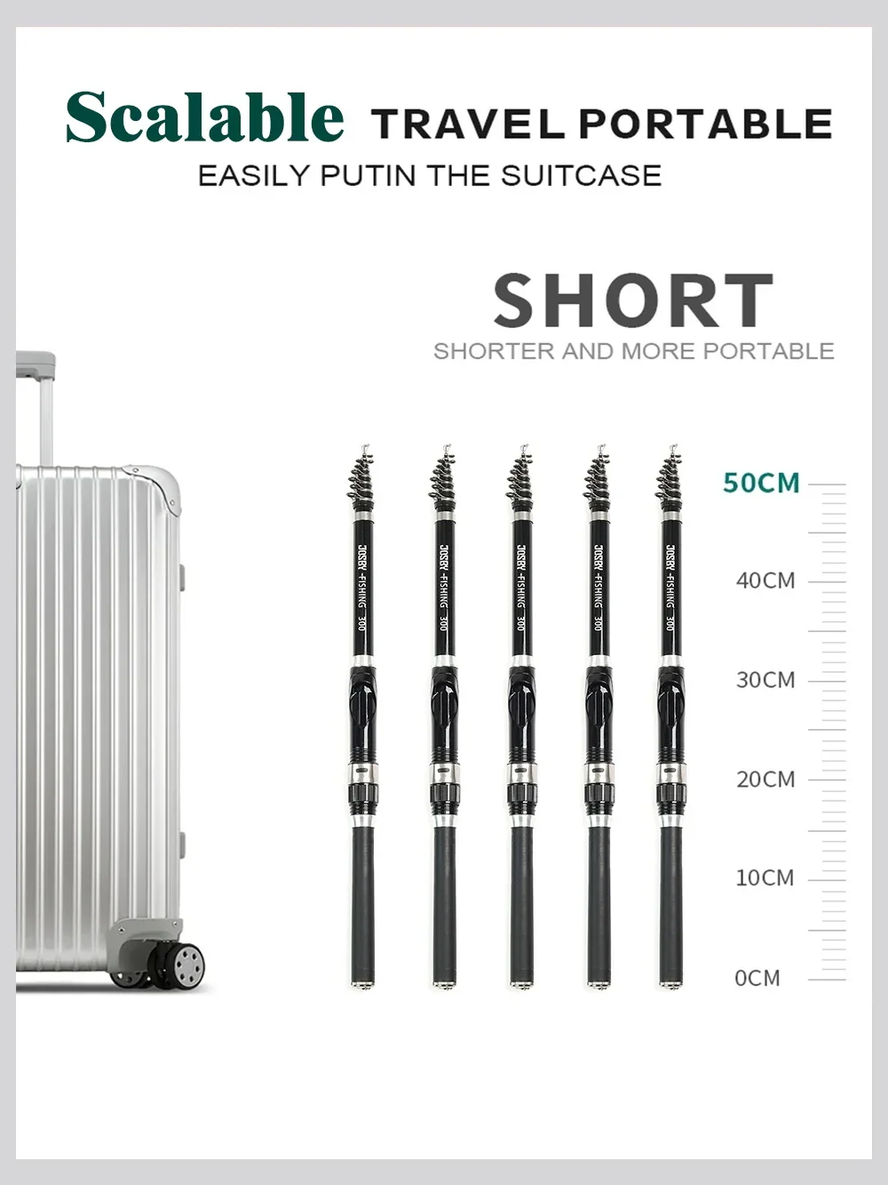Caña de pescar giratoria telescópica, alimentador de carpa de fibra de carbono, Mini caña ultraligera portátil de viaje, 1,5, 1,8, 2,1, 2,4-3,0 M - imagen 4