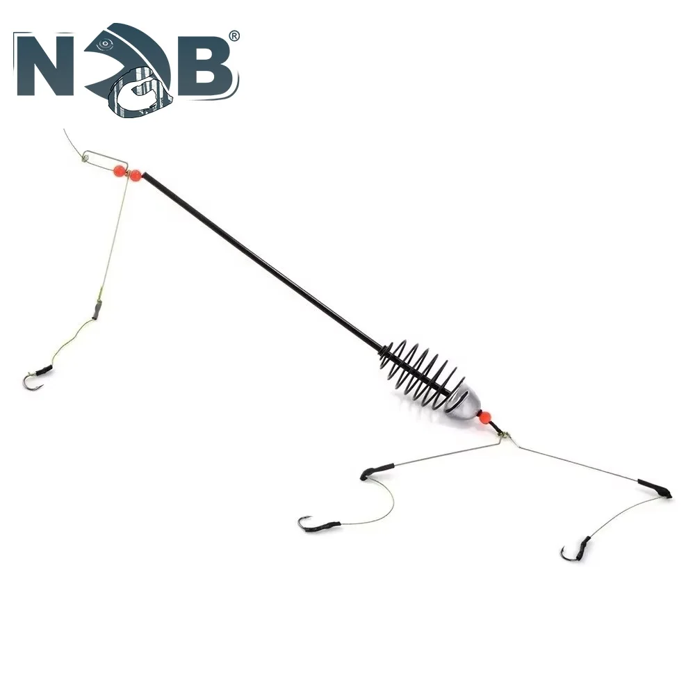 NGB 25g 40g 45g plomo de Metal pesca de carpa aparejos de pelo alimentador europeo cebo jaula grupo de pesca con gancho de soporte - imagen 2