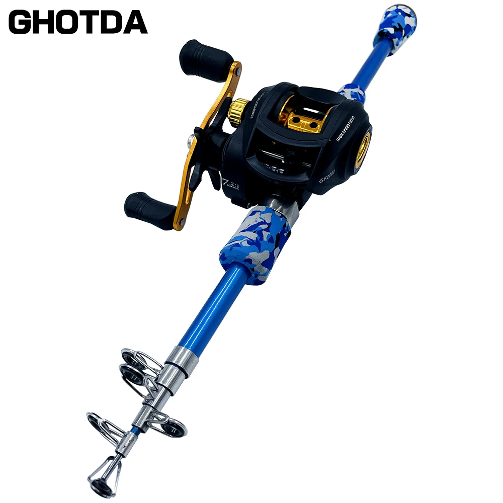 Combo de pesca de fundición telescópica, caña ultraligera portátil y Ratio de engranaje 1,3: 1, 1,5 M, 1,8 M, 7,2 M - imagen 2