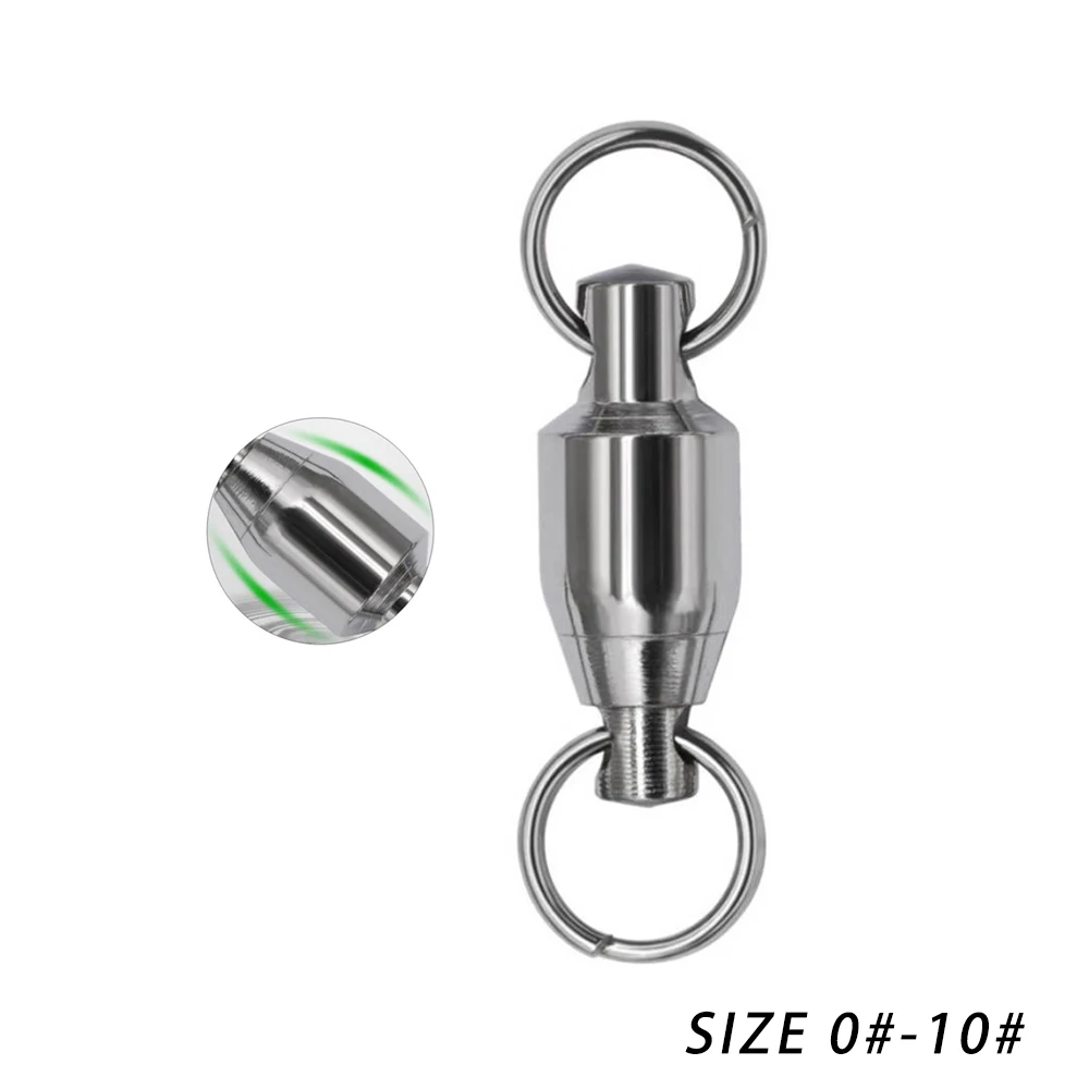 Conector giratorio de pesca de acero inoxidable, rodamiento de barril de gran potencia, giratorio, accesorios de aparejos, 50 Uds.