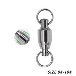 Conector giratorio de pesca de acero inoxidable, rodamiento de barril de gran potencia, giratorio, accesorios de aparejos, 50 Uds.
