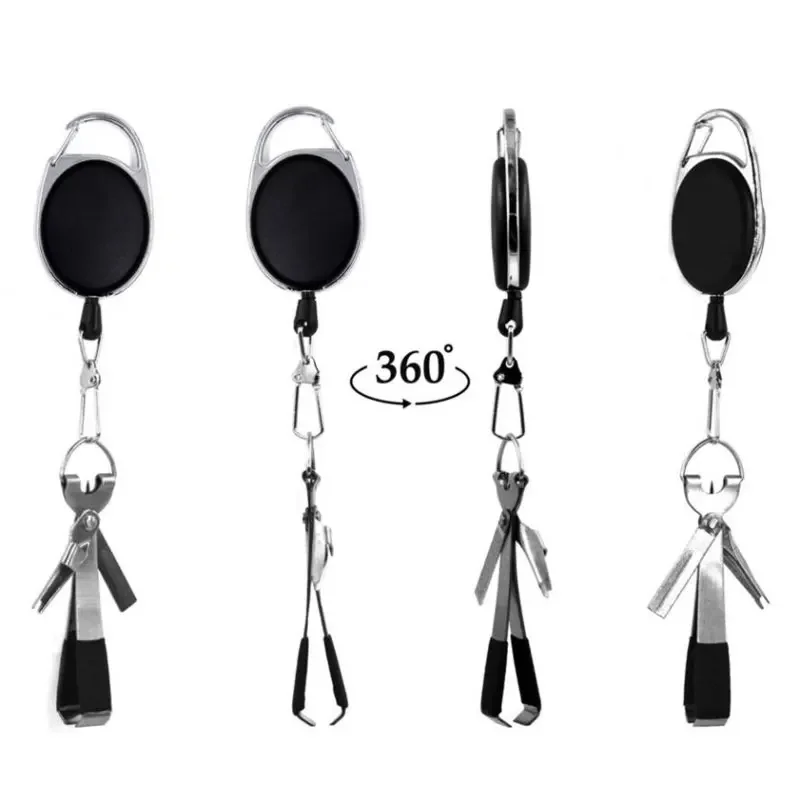 Cortador de línea de anudador rápido para línea de pescado, tijeras pequeñas con hebilla retráctil, tijeras portátiles de acero inoxidable, herramientas de pesca