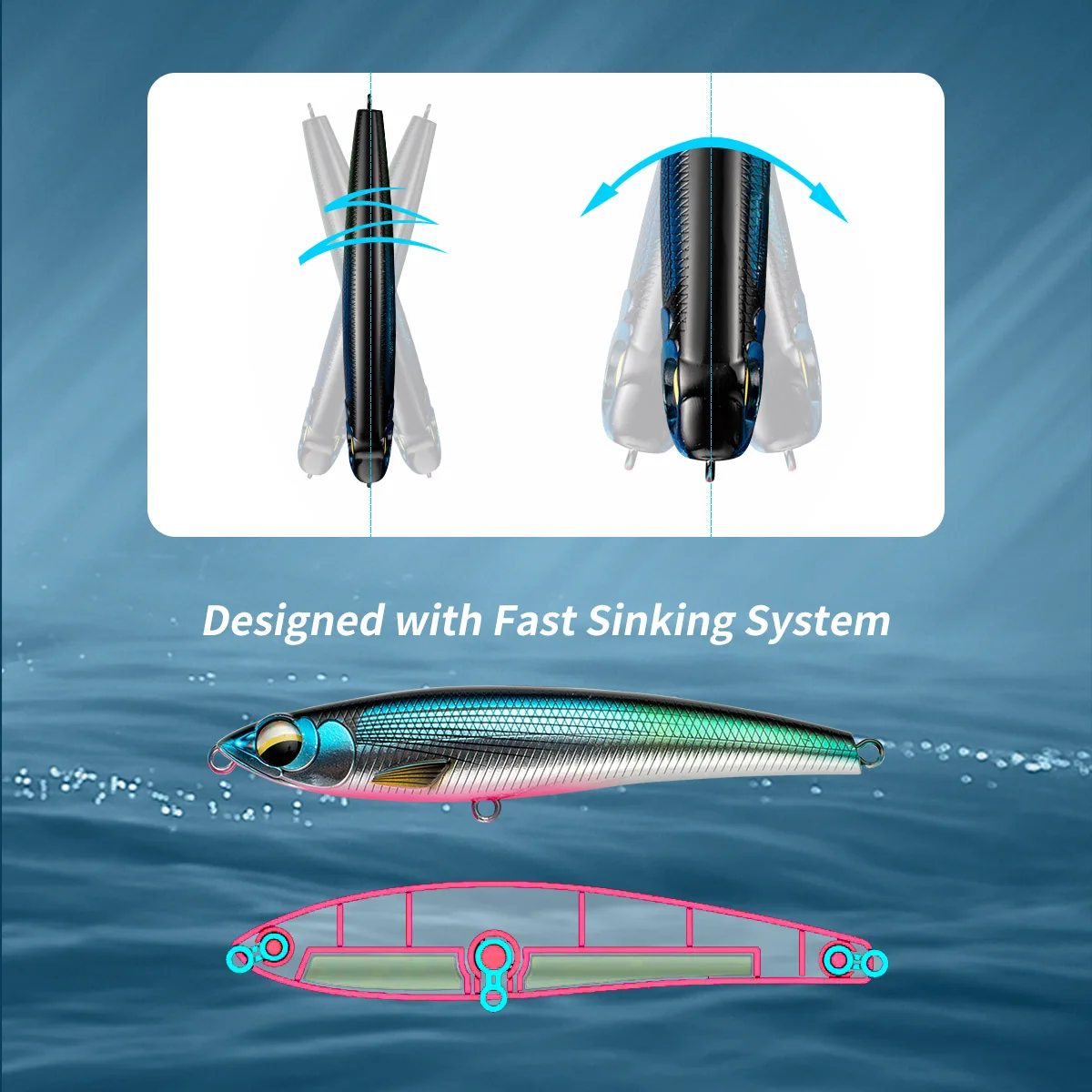 JOHNCOO 110MM 58G Señuelos de pesca con lápiz que se hunden Wobbler Stickbait cebo duro Artificial para pesca de atún marino GT - imagen 3