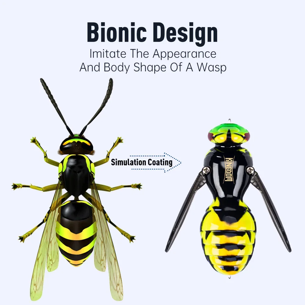 Cebo flotante de avispa Kingdom 4,2g 6,6g 40mm 48mm insecto Artificial señuelo de pesca biónico cebos duros lubina carpa Lucio pesca Wobbler - imagen 2