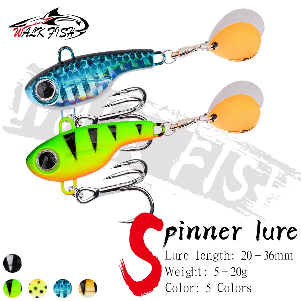 WALK FISH 1 Uds 5g-25g nuevo Metal VIB señuelo de pesca Spinner hundimiento cuchara giratoria Crankbait doble lentejuelas cebos aparejos de pesca