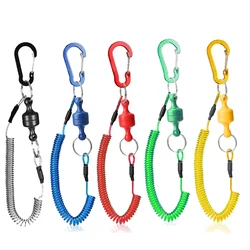 Cordón en espiral para pesca con mosca, clip magnético y hebilla