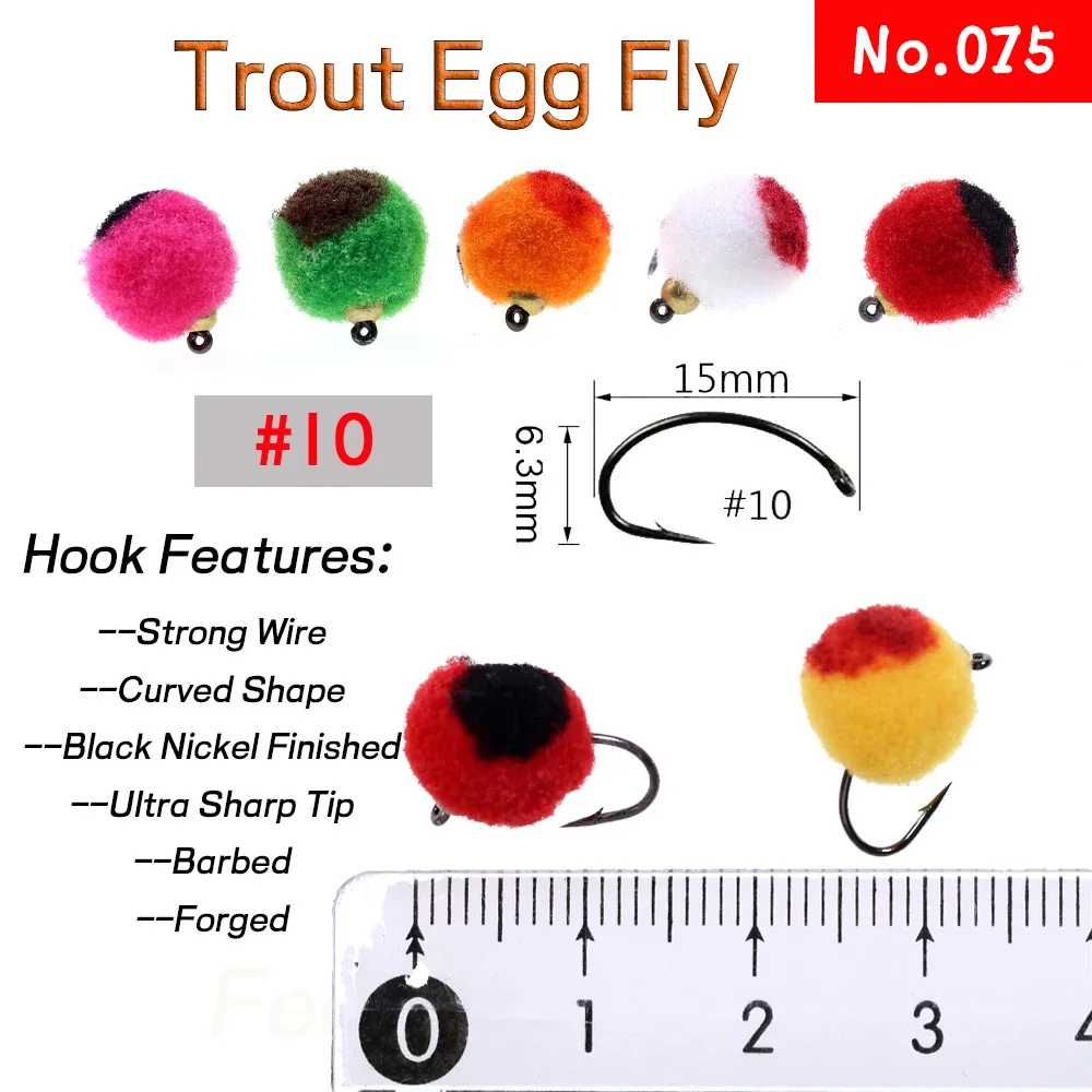 Huevo de ordeño sintético de 10 piezas, Mosca de pescado suave, moscas húmedas, trucha, salmón, cabeza de acero, señuelo de pesca, cebo Artificial - imagen 3