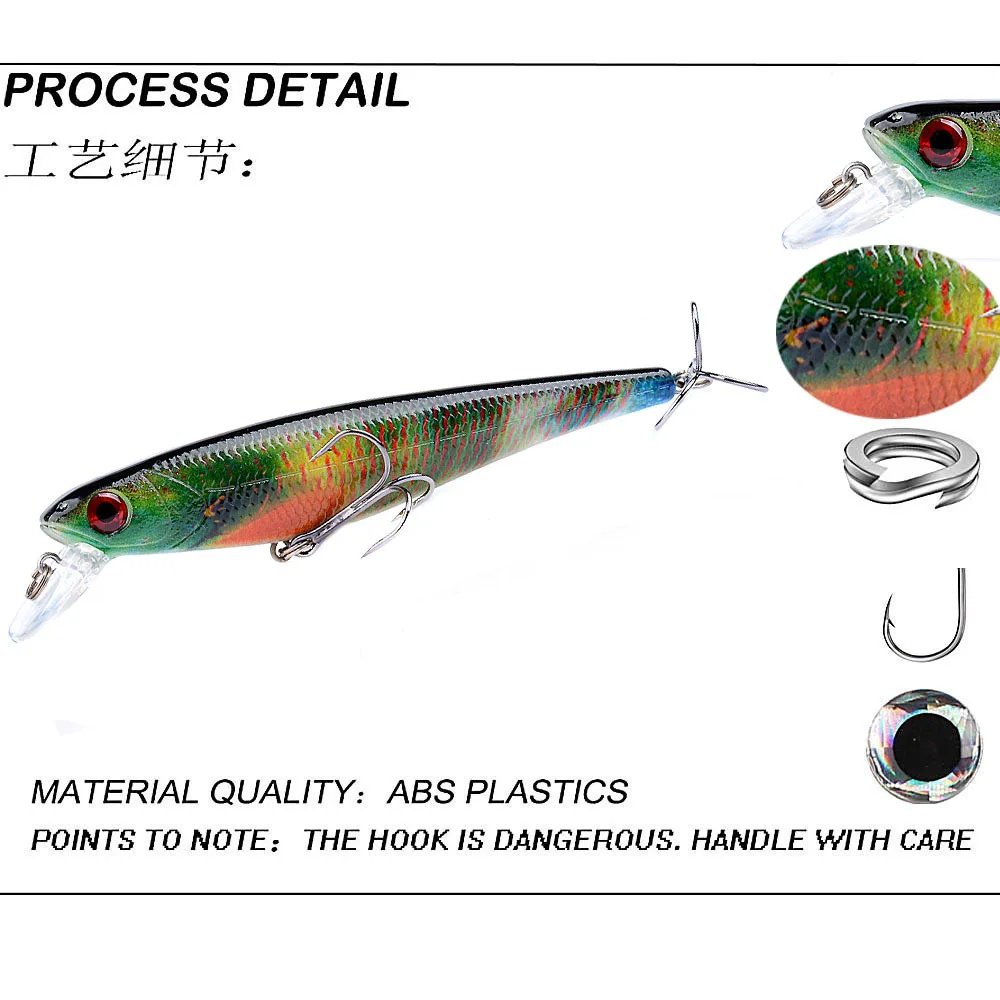 Mino flotante de 12,3 CM/17,5G, cebo duro de Luya perlada de anillo largo, pintura al por mayor, no elimina la pintura - imagen 2