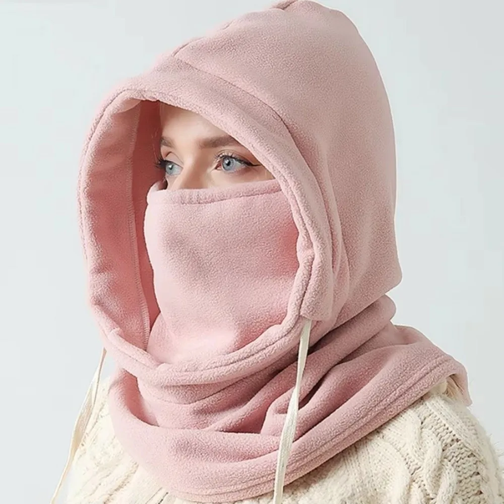 Nuevo Gorro de invierno de lana Polar más cálido con gorros con cordón, gorros de máscara de esquí gruesos de cara completa, gorros para exteriores - imagen 2