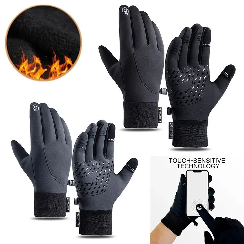 Nuevos guantes de felpa de invierno a prueba de viento, guantes de nieve antideslizantes con pantalla táctil, guantes gruesos cálidos para correr, caminar, montar, Unisex - imagen 5