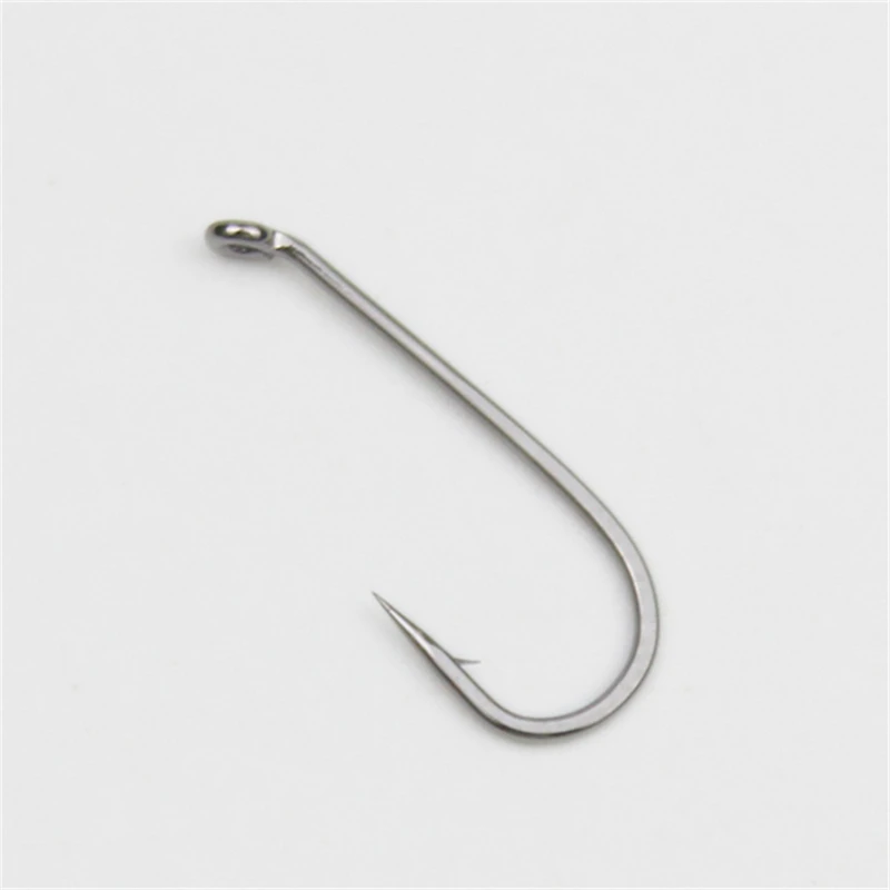 Venta al por mayor a granel 500 Uds alimentador de moscas pesca de carpa anzuelo con ojos anzuelos de púas mango largo vástago aparejos de pesca accesorios pesca