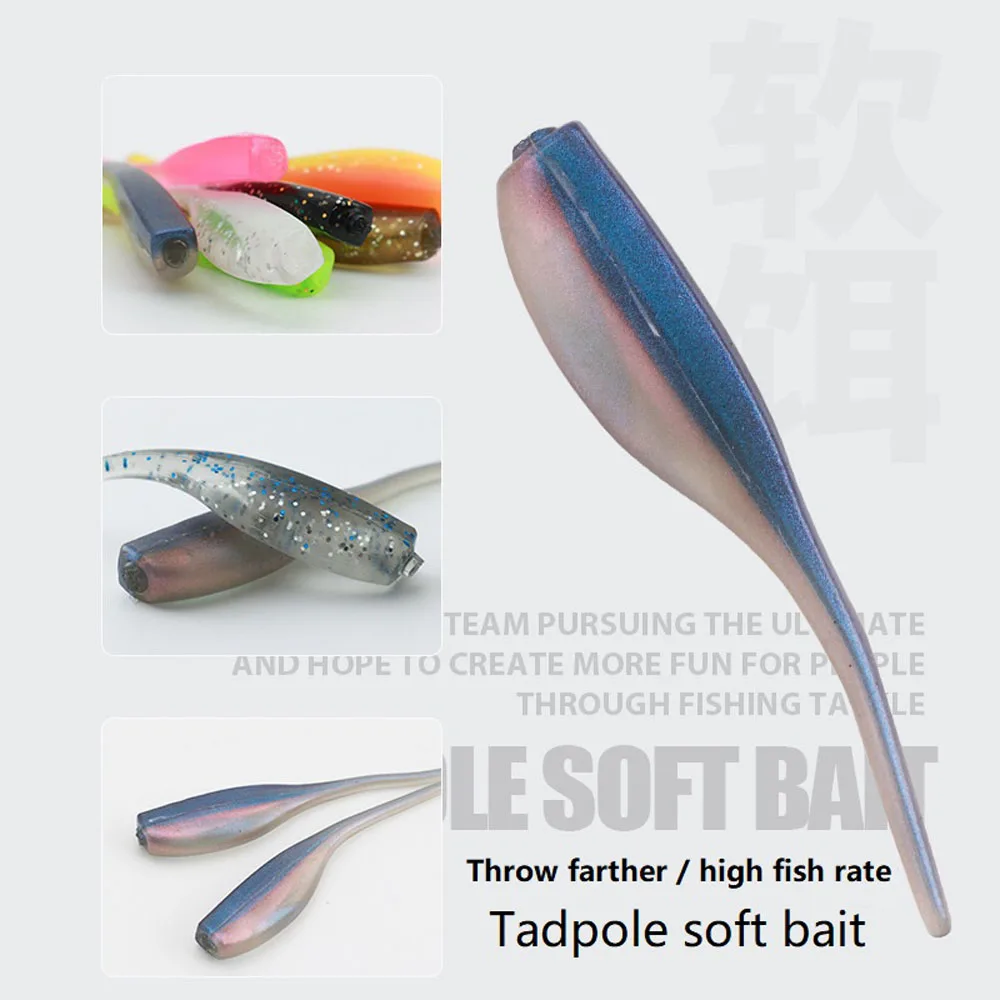 MAGBLUE-señuelo de pesca de renacuajo, cebos blandos de 50mm/1g, cebo de pesca de raíz de silicona Bicolor, Wobblers Swimbait para anzuelo de pesca, 10 unidades por lote - imagen 4