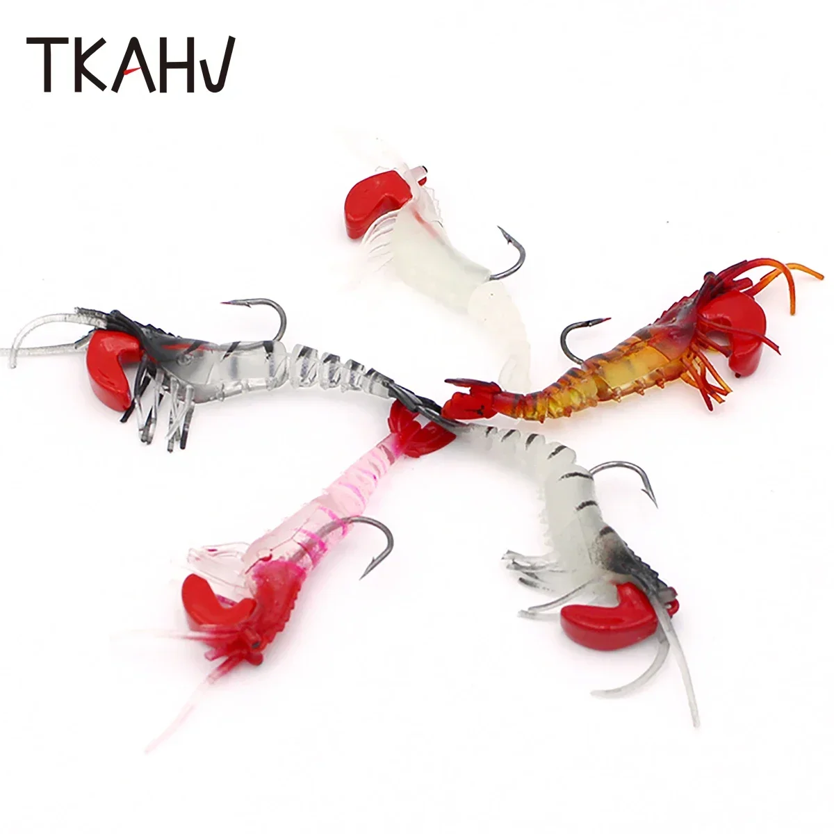 TKAHV-SEÑUELOS DE camarón de 3 piezas, 7cm, 12g, cabeza de plantilla con gancho, cebo Artificial biónico suave y luminoso, carpa, lubina, aparejos Wobbler sin Weedless - imagen 5