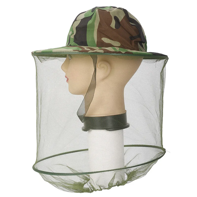 Sombrero de red de pesca y caza para turismo al aire libre, prevención de polvo, gorro para mantener las abejas, mosquitos, abejas, insectos, cabeza de malla, Protector facial, gorros - imagen 3