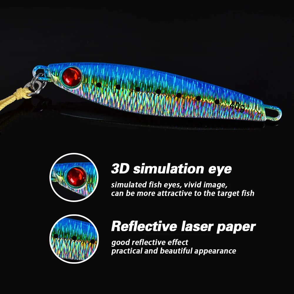 TOLU-señuelo de plantilla de Metal de hundimiento rápido, ojos impresos en 3D, 20g, 30g, 40g, señuelo de pesca de fundición de tierra de agua salada, plantilla de Metal Vertical - imagen 5